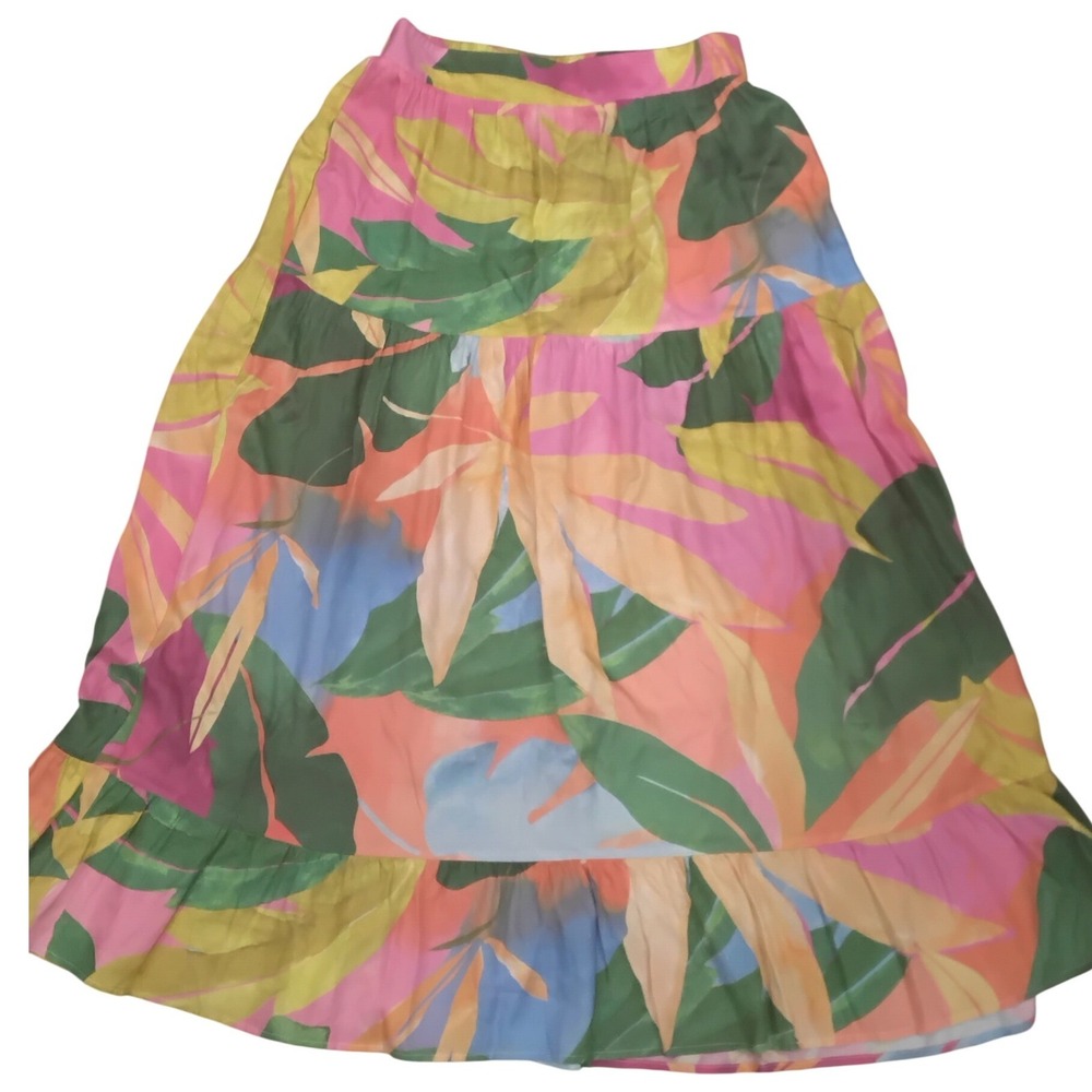 Self Contrast Los Angeles Tropical Floral Tiered Maxi Skirt M-New